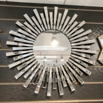 European-style light luxury sun mirror wall decorative mirror dinner side fireplace mirror background wall model room creative hanging mirror