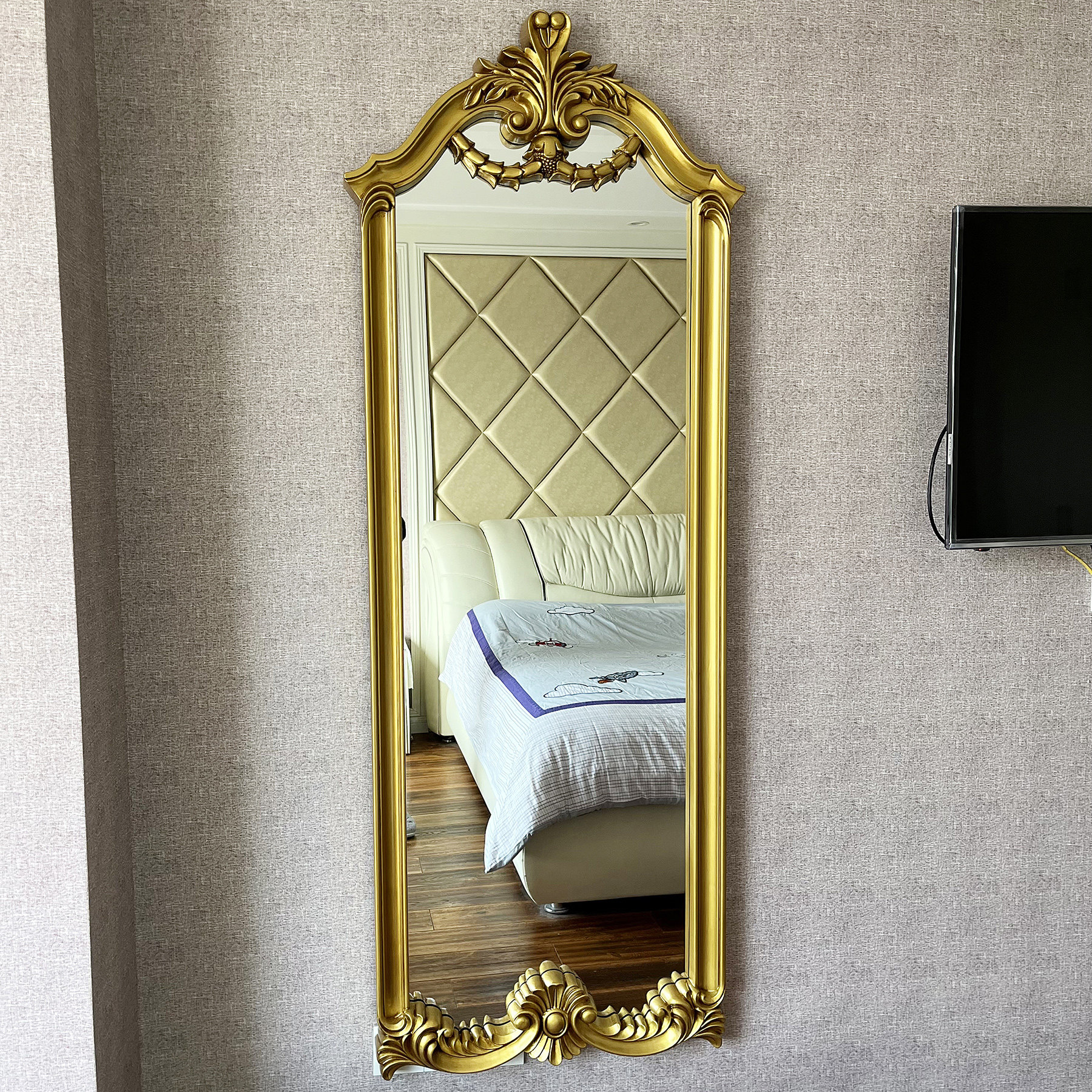 Eurostyle retro hanging wall body mirror light lavish full body mirror wall-mounted home French style floor mirror American full body mirror