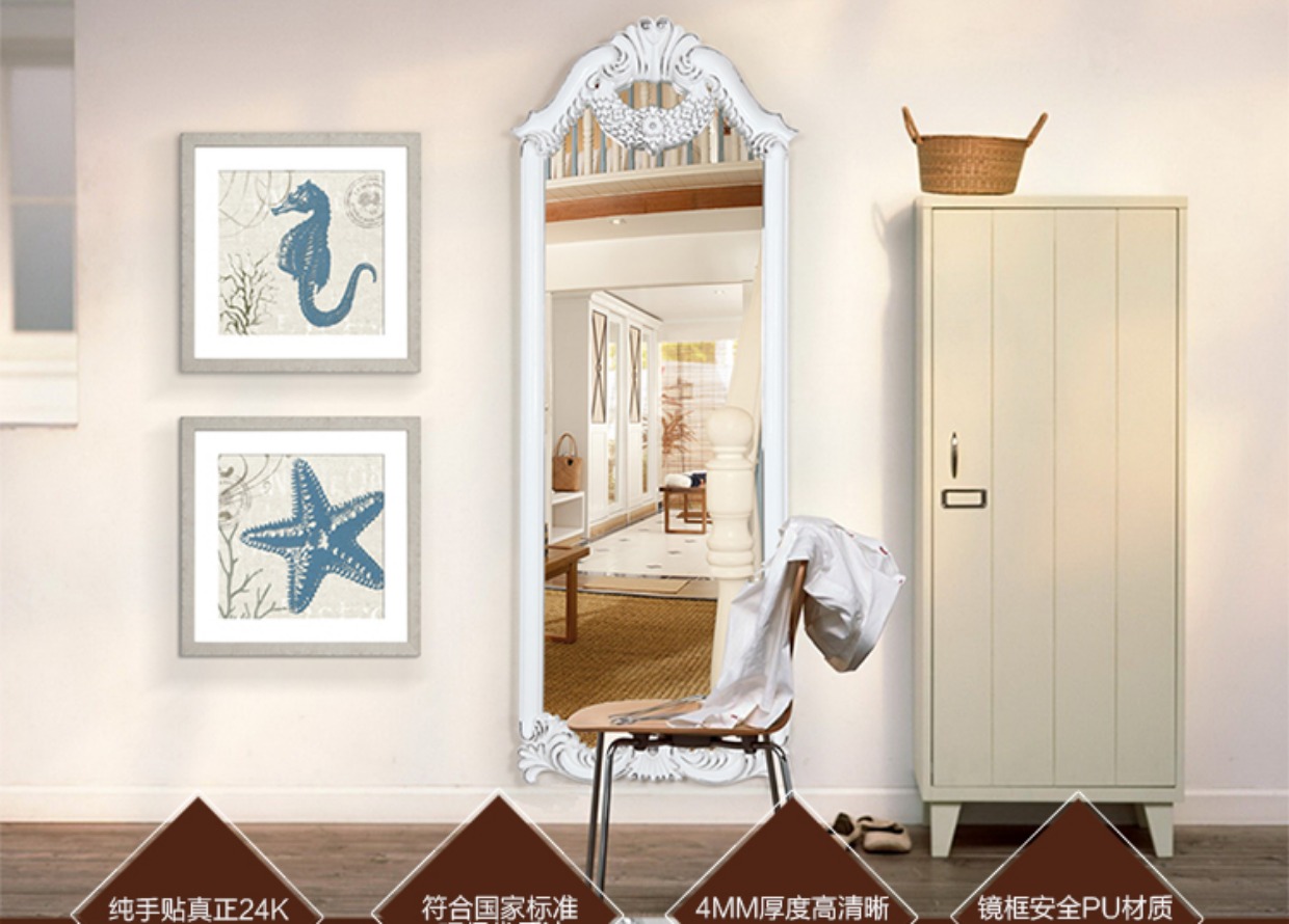 Gương châu Âu retro gương thay đồ gương phù hợp gương sàn gương treo tường gương sang trọng cửa hàng cắt tóc gương lớn đất - Gương guong nha tam