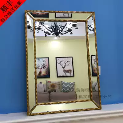 American Neoclassical bathroom mirror Wall-mounted powder room makeup mirror waterproof bathroom mirror decoration mirror Entrance hanging mirror