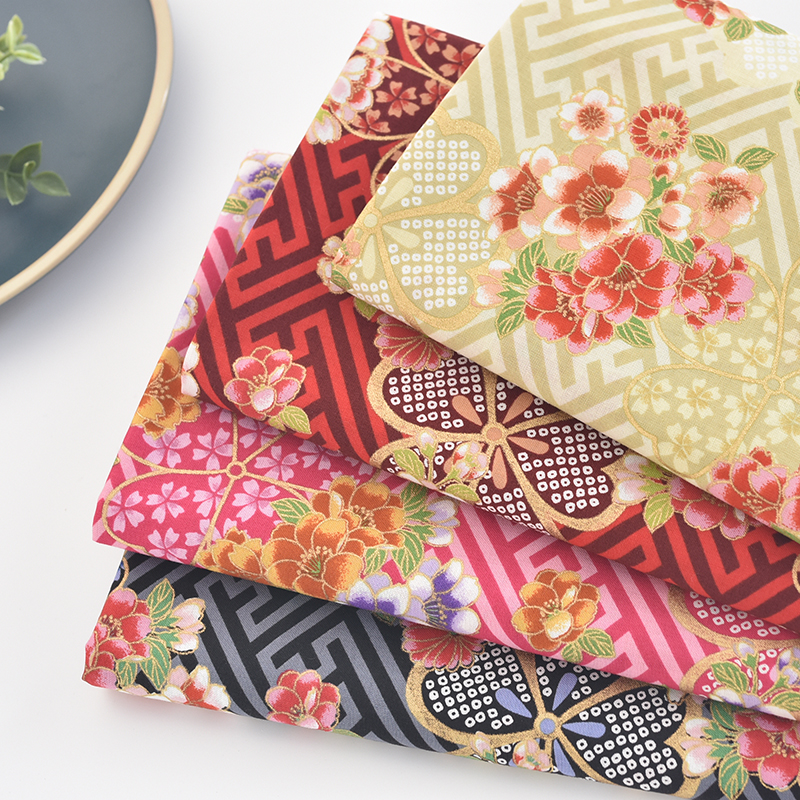 Japanese imports of pure cotton bronzed and wind fabrics Cherry Blossom Pill Juku Clothes Children's Clothing And Qipao Shirts Handmade F