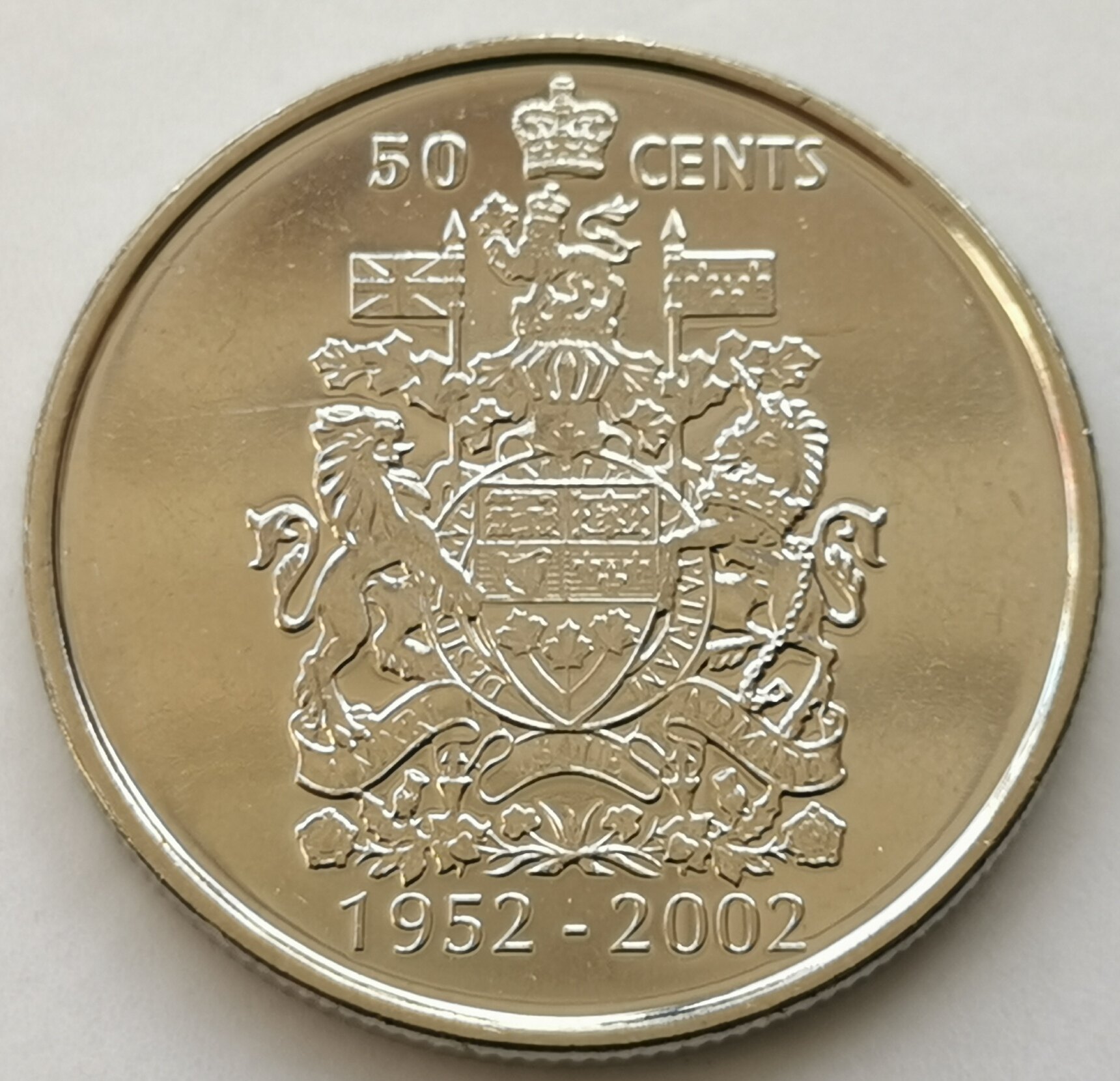 加拿大2002年50分硬币英国女王伊丽莎白登基50周年纪念币27mmUNC-淘宝网