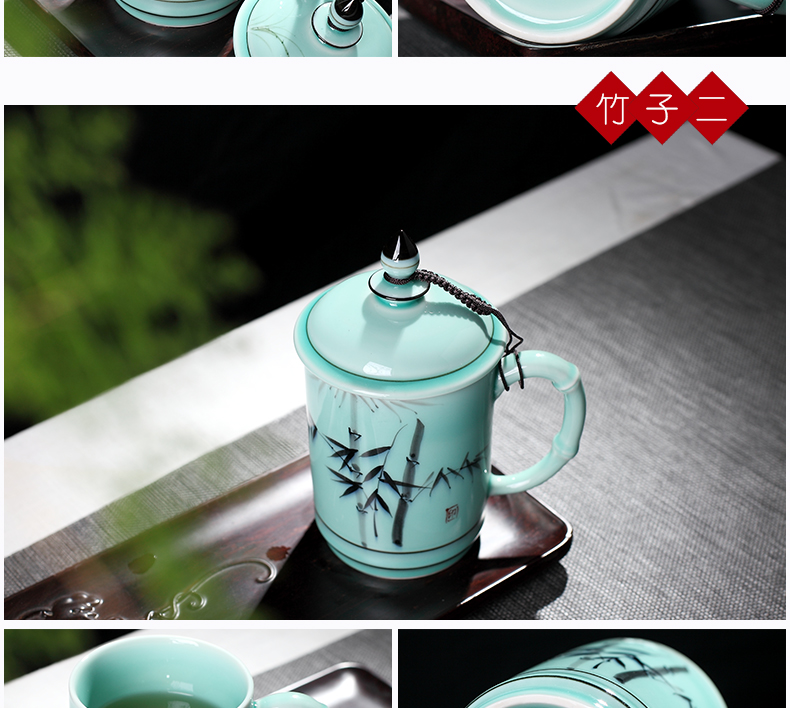 Jingdezhen celadon teacup hand - made of new home fashion gift cup hot prevention office personal ceramic cup