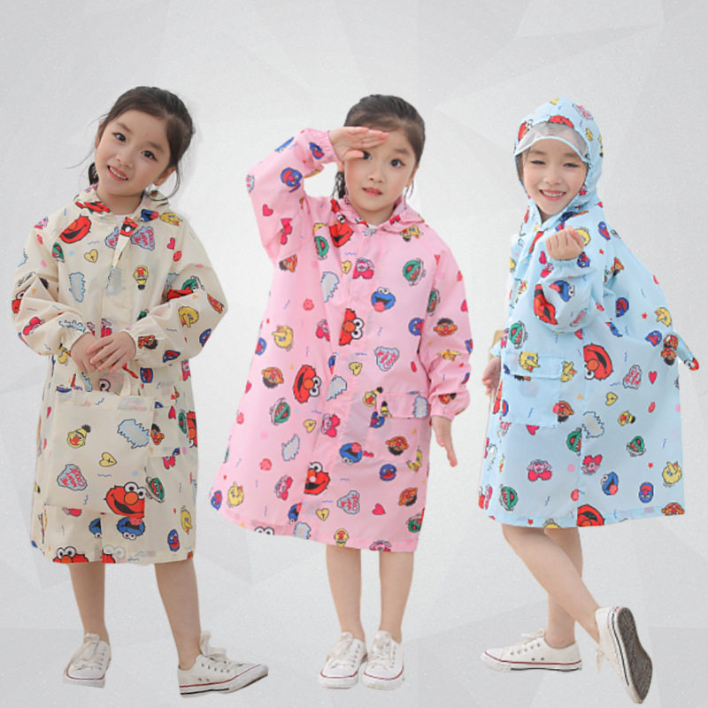 Japanese Bread Superman models with schoolbag hat brim zipper poncho male and female kindergarten students children's waterproof raincoat
