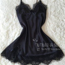 Summer thin suspenders sexy pajamas nightgown women temptation cute lace thin simulation silk hanging skirt hipster