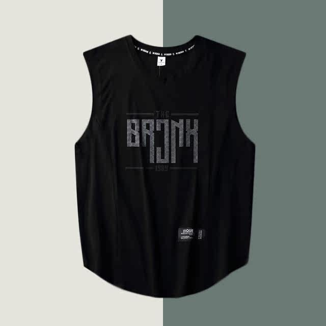 Trendy brand abstract letter printing casual sweat vest men's personality t-shirt sleeveless versatile loose large size sports vest