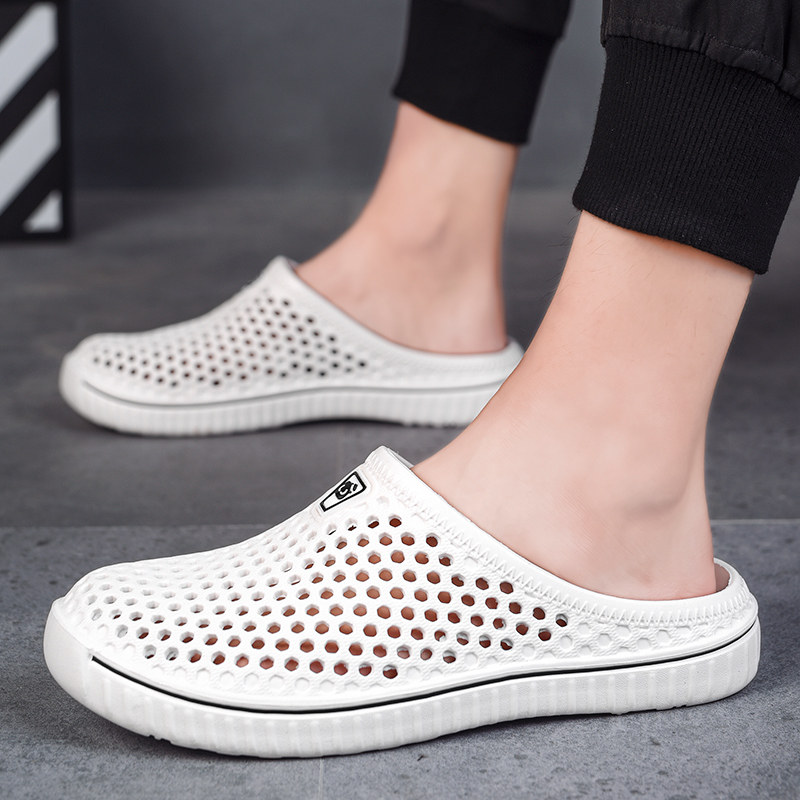Sandals breathable non-slip half drag waterproof shoes summer slippers men's hole shoes Korean beach shoes Baotou Y866
