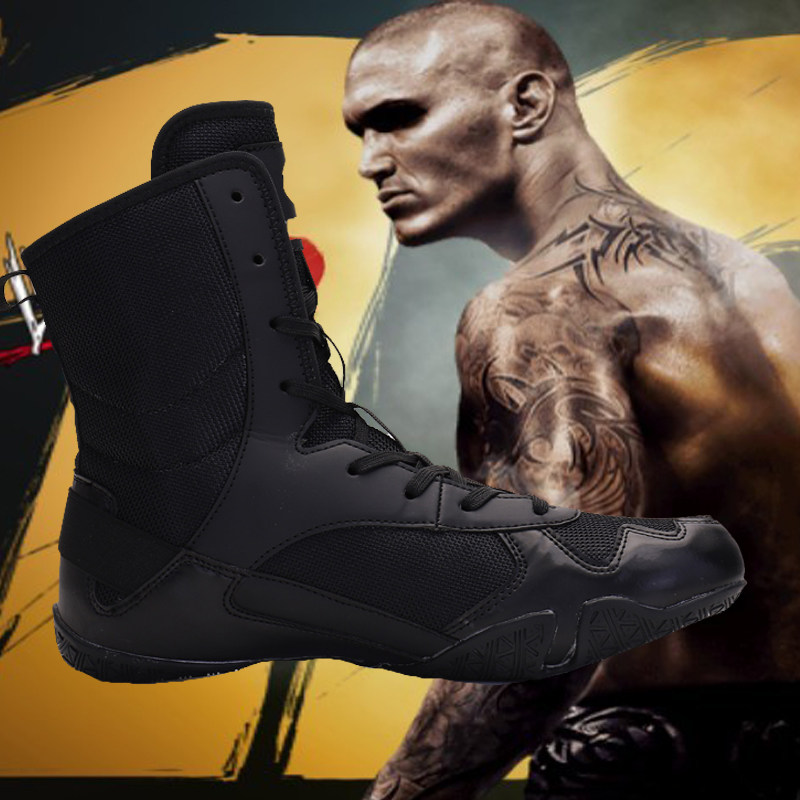 High-top boxing shoes men's training professional competition fighting foot protection non-slip wear-resistant sanda sports shoes women Y866