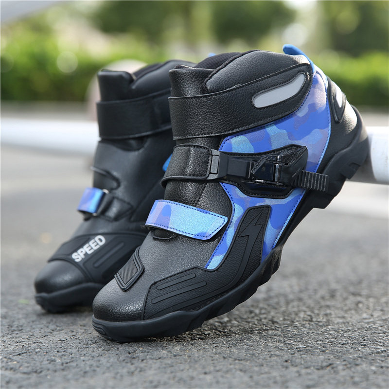 Camouflage motorcycle riding shoes men's waterproof four seasons rider motorcycle motorcycle boots women's non-locking rally boots thick bottom Y866