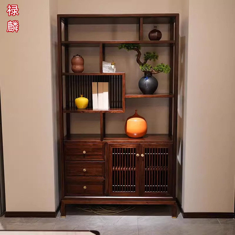新中式博古架乌金木展示柜：家居美学的全新演绎🌿-多宝格-淘宝百科网