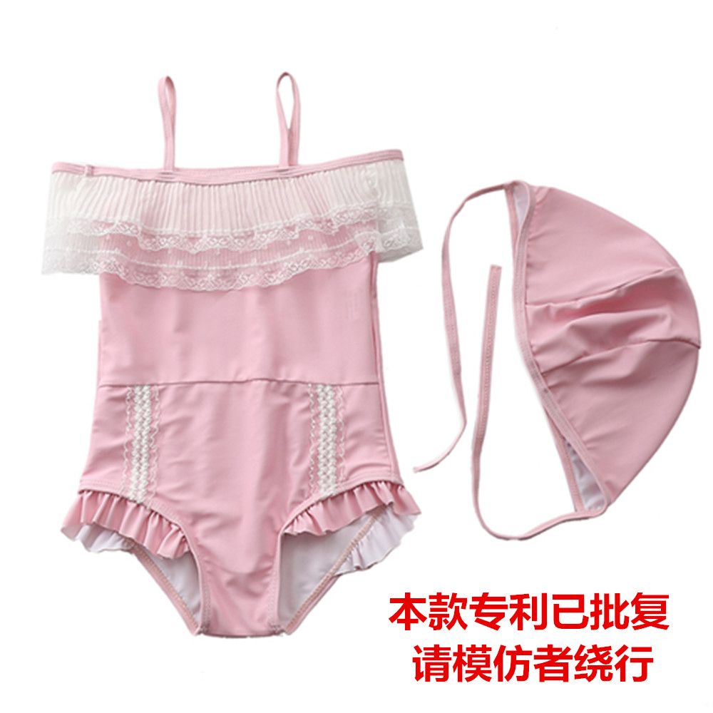 Children's swimsuit one-piece lace sleeve new Korean swimsuit cute baby baby girl girl swimsuit
