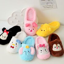 Autumn and winter cute cartoon slippers indoor warm plush cotton slippers Korean version of home shoes floor drag girls