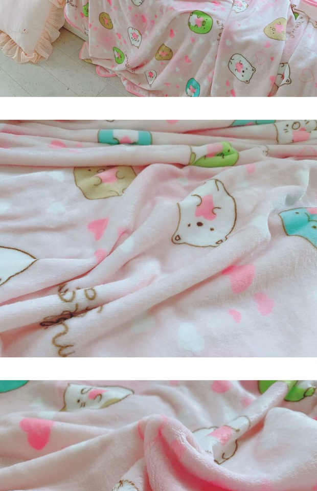 Dễ thương phim hoạt hình màu hồng góc giải trí nap chăn ấm mùa đông thảm san hô chăn sub ký túc xá - Ném / Chăn men long cuu