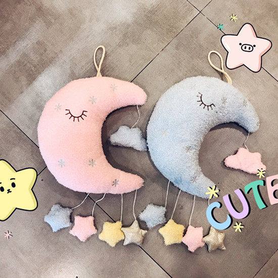 Young Girl Hearts ins Lovely Moon Stars Children Room Girls Room Dorm Room Hanging Accessories Wall Decoration Room Decoration Hung