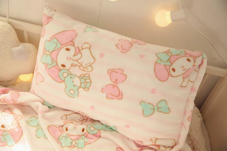 Dễ thương màu hồng phim hoạt hình chăn sinh viên chăn san hô thảm văn phòng sofa nap giải trí chăn chăn ấm