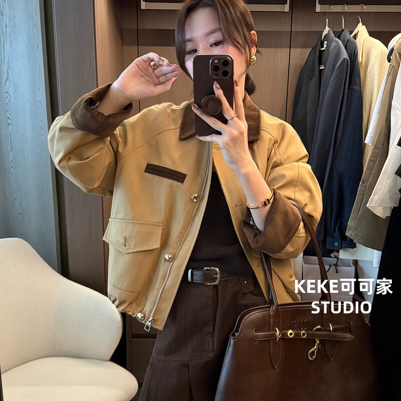 Workwear-Style Jacket for Women, 2026 Spring and Autumn New Korean Style, Padded and Thickened Chic Jacket, Very Stylish Short Top