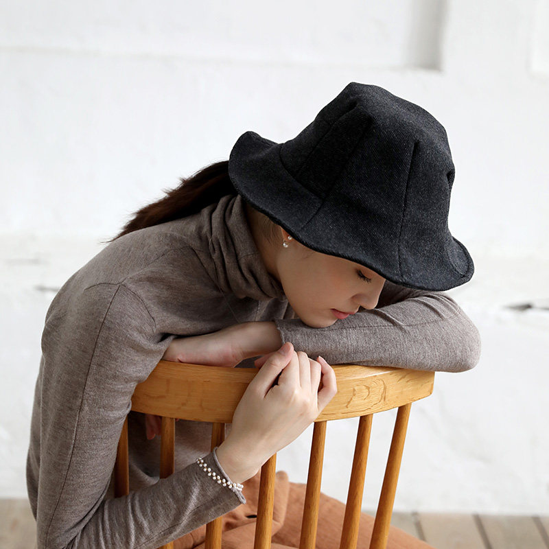 Fumiya Terayama Sketches Fisherman Hat Female Wool Pit Textured Segmentation Barrel - shaped Dome Hat