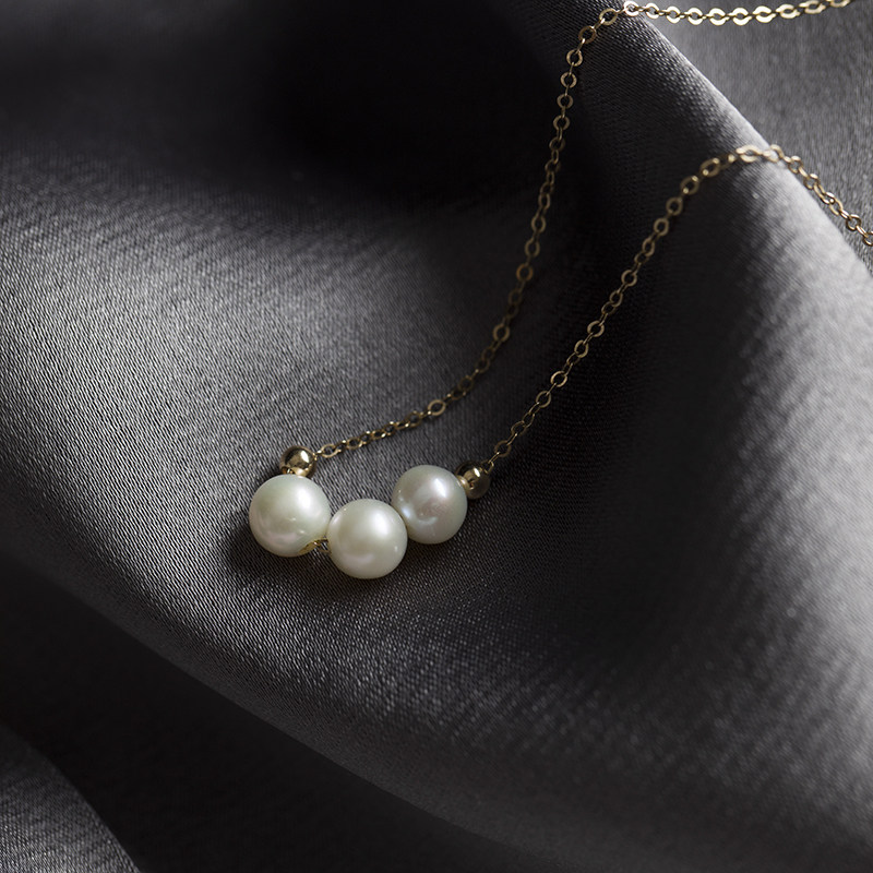 Monastery Mountain Moon also fall Suits original 14k Note Gold necklace Natural 3 Freshwater Pearls Elegant Temperament Necklace Woman