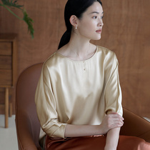 Temple Shanwen is also Yukawa flowing high level of beauty ~ 30 mmigenuine silk-crepe satin extremely elegant shirt woman