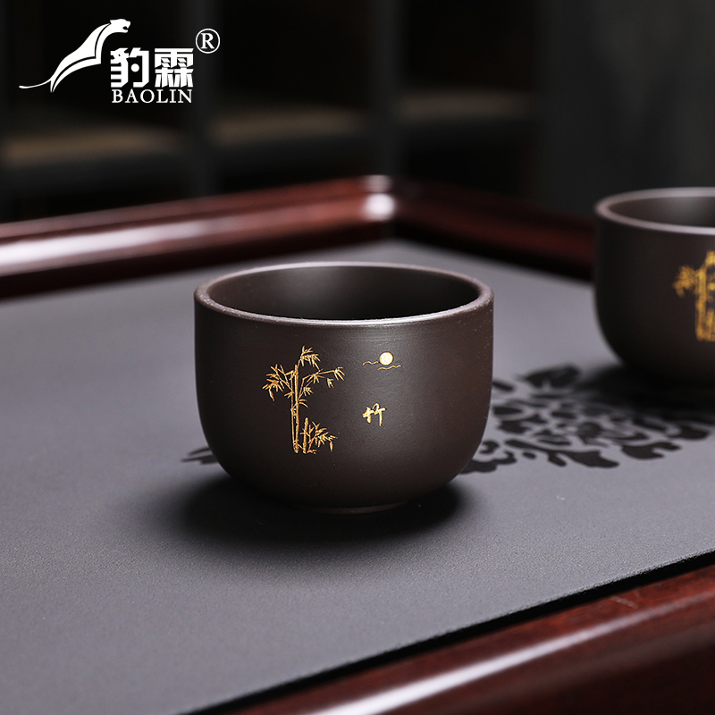 Cardingpurple sand kung fu teacup personal dedicated master cup cup brewing tea products household raw mine purple mud smell cup