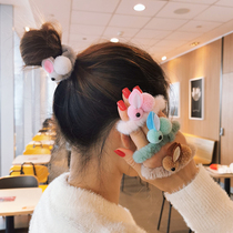 Autumn Winter New Cute Little Rabbit Plush Hair Rope Sweet 100 Lapped Hair Leather Fascia Pan Hair leather ring Hair Circles Hair