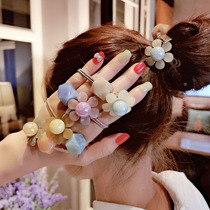 South Korea sweet Joker flower hair rope tie hair rope Hairband Net red head circle female leather cover hair accessories