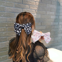 New summer sweet and beautiful small crushed flower bow tie spring clip elegant 100 hitch back brain spoon hair clip top clip princess hair card woman