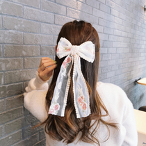 Small fairy embroidered lace butterfly knot hair clip sweet and beautiful 100 hitch back brain spoon spring clip top clip hairpin hair rope head rope