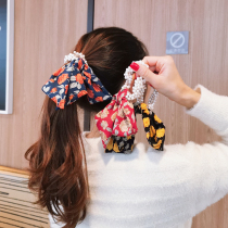 Net red personality pearl floating with hair ropes sweet and beautiful ladies hair leather gluten disc hair rope Jane about 100 hitch lap