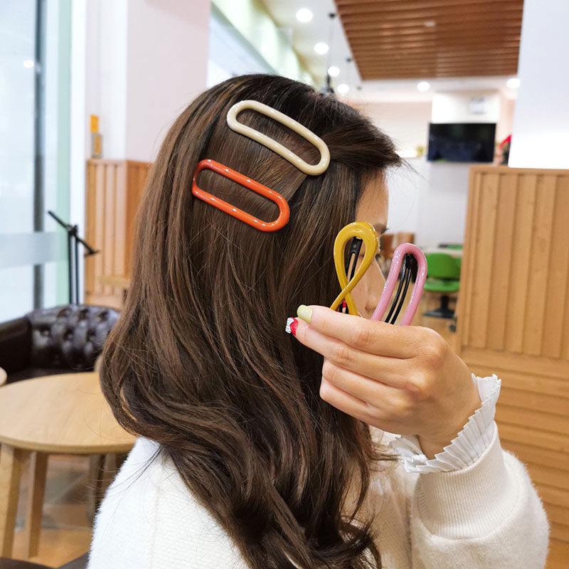 Sweet net red ins geometric elliptical hairpin girl heartbreak hairpin back of head head clip one word clip bangs clip