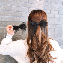 Temperament lace butterfly knot spring clip sweet and beautiful 100 lap duckbill clip rear brain spoon hairpin hairpin hairpin hair rope zhafa leather fascia