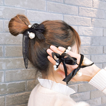 Korean version Temperament Lace Pearl Butterfly Knot Hair Rope Small Aroma Style Sweet Mezah Hair Leather Fascia Hair Leather Fascia Hair