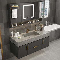 Rock plate one-piece basin Bathroom cabinet combination Modern simple bathroom washbasin Light luxury sink bathroom sink