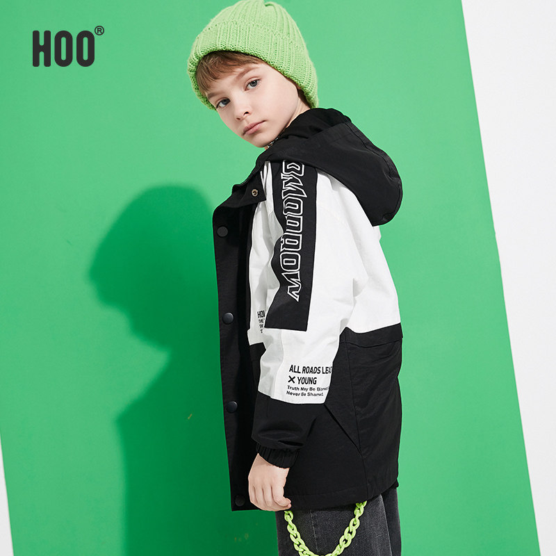 hoo boy windbreaker jacket plus velvet thickening big boy 170-175-180 boy down jacket windproof autumn and winter padded jacket