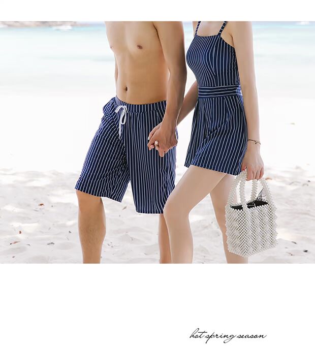 Áo tắm Hàn Quốc cặp đôi nữ che giấu bụng quần thon váy bảo thủ kỳ nghỉ đồ bơi nam quần đi biển phù hợp với nước hoa nhỏ - Vài đồ bơi 	đồ đôi đi biển cặp	