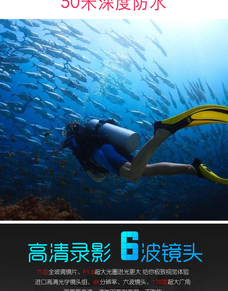 HD chống nước camera thể thao không thấm nước mũ bảo hiểm không thấm nước camera mini HD 4K video lặn dưới nước - Máy quay video kỹ thuật số máy quay vlog 2020