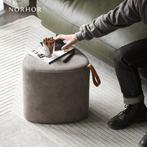 Nordic expression BLOCK Fabric leather handle round pier Modern simple low stool foot stool for shoe stool