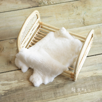 Natural white yellow gray real fur fur mat wild decoration newborn photography baby photo props newborn beauty work