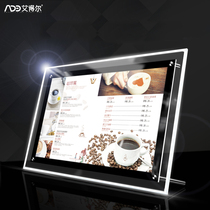 Desktop bar-type ultra-thin LED small crystal light box Milk tea shop ordering menu menu luminous price list