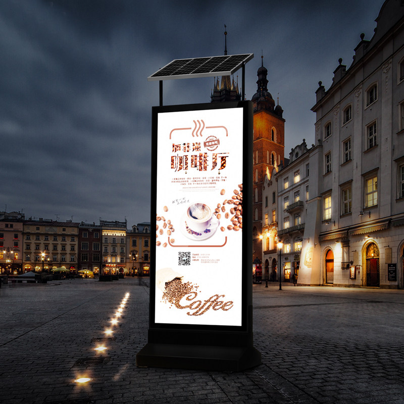 Floor-style solar outdoor light box billboard customized double-sided waterproof rechargeable luminous advertising vertical sign