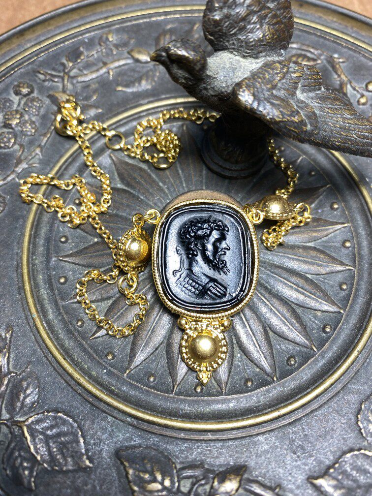 Italy m c sterling silver gold plated cameo necklace 1260 deposit 630