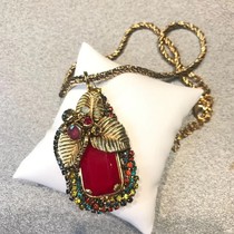 Big designer 24k gold-plated leaf vein sugar crystal necklace 1480 deposit 740