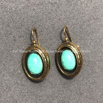 Artist jewelry Anna retro turquoise glass ear hook 568 deposit 400 non-refundable and non-exchangeable