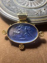 Italy m c sterling silver gilded glazed cameo pendant 1880 deposit 940