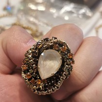 Big designer 24k gold plated water drop star open ring 980 deposit 900