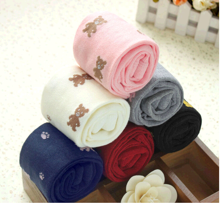 Mùa xuân và mùa thu Trẻ em Bít tất Cotton Dệt kim Cô gái Quần legging trắng Baby Baby Siamese Stockings quần vớ