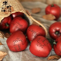 Yangfang simulation resin Red Apple Christmas ornaments Ping An fruit fake fruit model desktop decoration shooting props