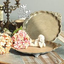 French tea break dessert table tray antique do old iron home living room Nordic tea tray floral ornaments decoration
