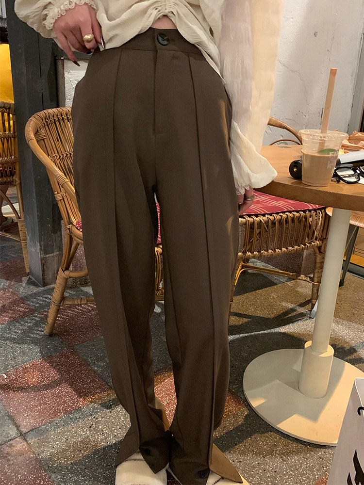 superniniyy recommended for good version black display slim fit pants high waist loose pituitary open fork casual pants woman