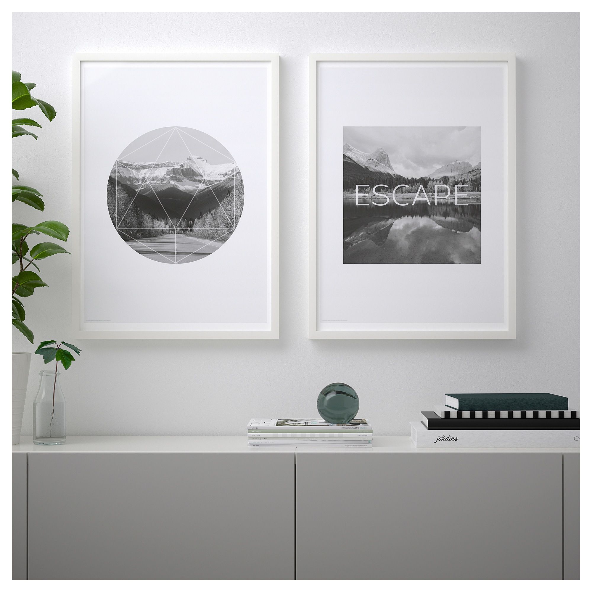 tvilling group mountain black and white grey minimalist about Nordic escape geometric design minimalist decoration painting Ikea